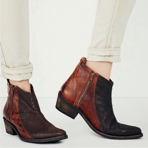 Free People Two-Tone Leather Ankle Boots